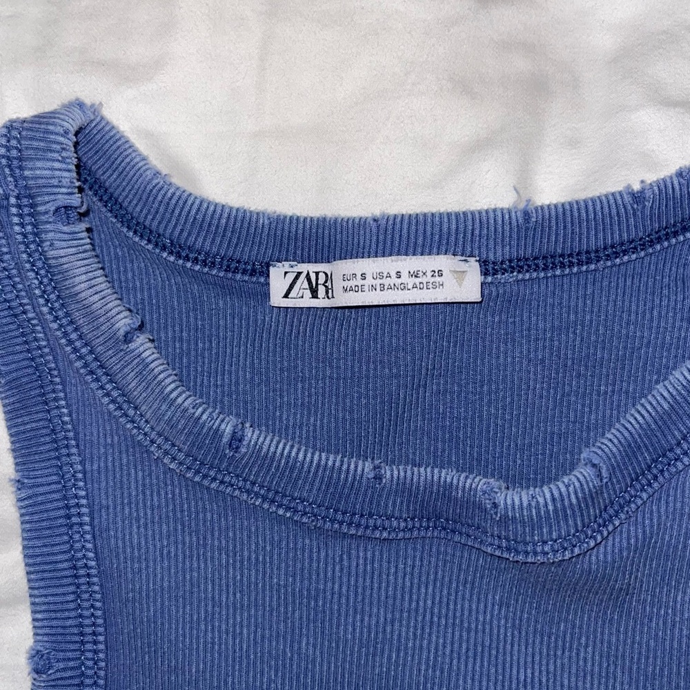 Zara Indigo Ribbed Sleeveless Top